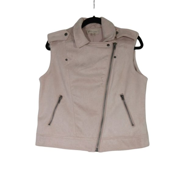 Pilosophy Republic Clothing Jackets & Blazers - Philosophy women's soft pink vegan faux leather‎ suede moto vest, L